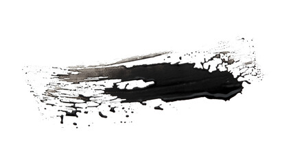 Abstract black ink smear brush stroke elements. Isolated on white background.
