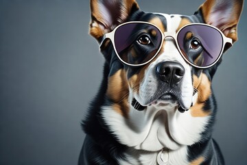 Dog wearing sunglasses, adorable and cute. Generative AI.