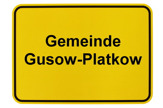 Illustration eines Ortsschildes der Gemeinde Gusow-Platkow in Brandenburg