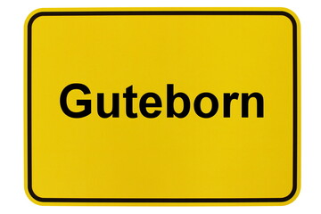 Illustration eines Ortsschildes der Gemeinde Guteborn in Brandenburg