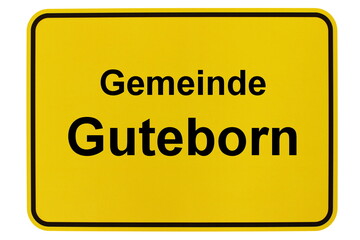 Illustration eines Ortsschildes der Gemeinde Guteborn in Brandenburg