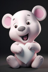Adorable Smiling Light Pink Teddy Bear Holding a Heart. Generative ai