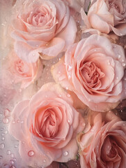 Illustration of Light Pink Roses Floating in Water. Generative ai