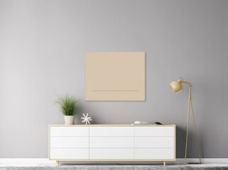 Generative ai minimal cabinet for tv interior wall mock up