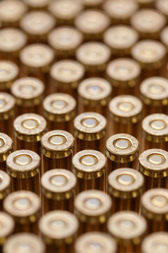 Close-up of .223 Caliber Bullets for a Rifle