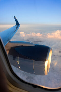 Airplane Wing and Engine from Cabin Window