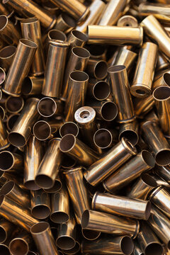 Close-up of Empty 44 Magnum Gun Cartridges, Studio Shot