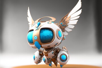 可愛くてフェニックスのようなカッコよくて、強いAIロボット　"Cute Phoenix-like Strong AI Robot" 　　Generative AI