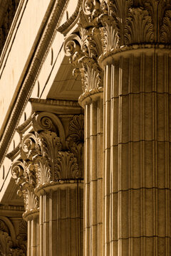 Close-up of Pillars at Chamber of Commerce, San Francisco, California, USA
