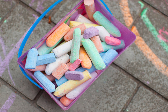 Close-up of Chalk in Bucket