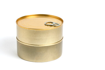 Two canned food white background, isolate.