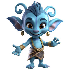 fantasy Genie, cute 3d cartoon Genie isolated on transparent background, Generative AI