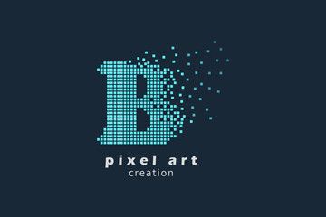 B letter logo. Logotype vector design. collection pixel art