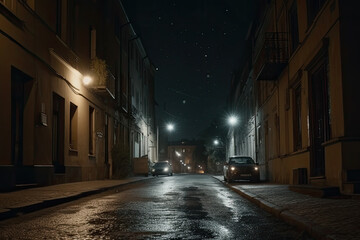 Fototapeta premium street in the night created with Generative AI technology