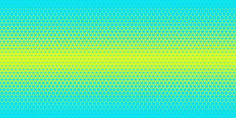 Blue yellow halftone triangles pattern. Abstract geometric gradient background. Vector illustration.
