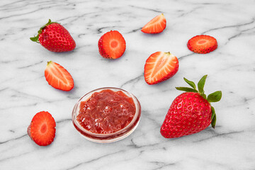 Focus on strawberries and homemade jam