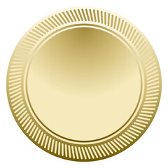 Golden medal mockup. Realistic blank metal circle