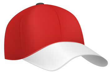 Red realistic cap. Blank baseball hat mockup
