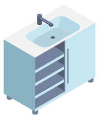 Bathroom sink base cabinet. Isometric furniture icon