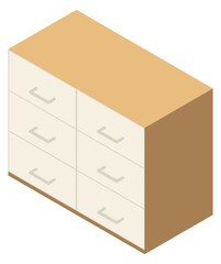 Dresser isometric icon. Wooden drawer home furniture