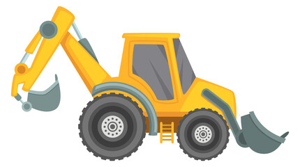 Backhoe loader icon. Construction vehicle side view