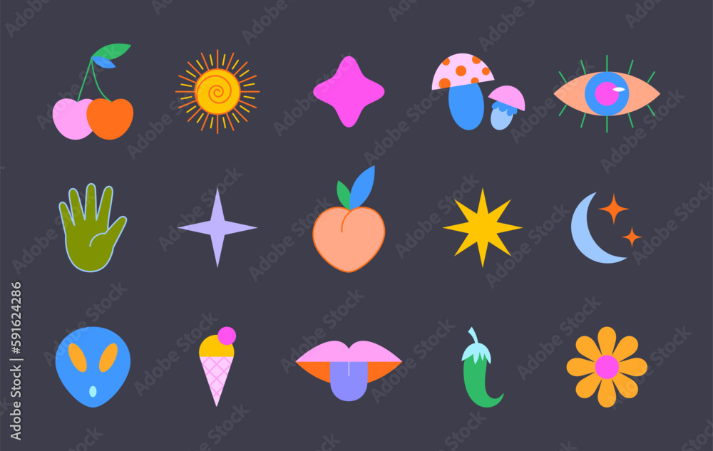 Canvas Prints vector set of colorful fun patches,stickers,geometric shapes in 90s style.abstract icons or symbols 
