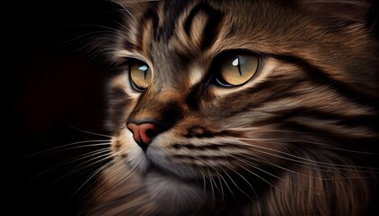 Beautiful fluffy cat portrait, isolated pet concept composition. Generative AI illustration