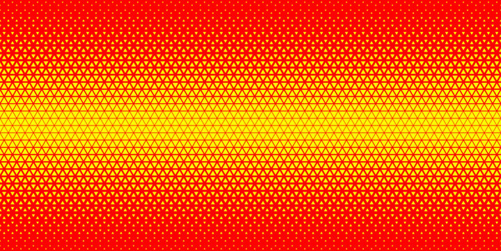 Red orange yellow halftone triangles pattern. Abstract geometric gradient background. Vector illustration.