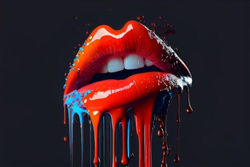 美女のセクシーな赤い唇　 “Sexy red lips of a beautiful woman”　　Generative AI