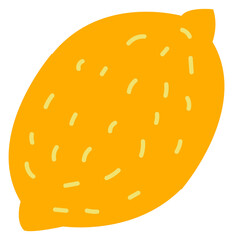 Hand drawn lemon icon. Yellow citrus fruit