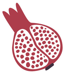 Pomegranate icon. Fruit half cut red doodle