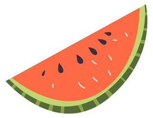 Watermelon slice icon. Summer fruit in hand drawn style