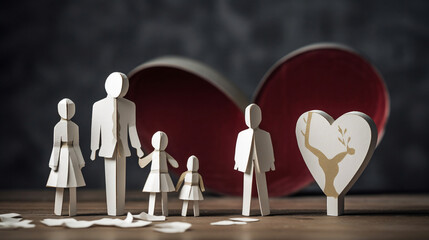 paper family near a broken heart a divorce, Generative Ai