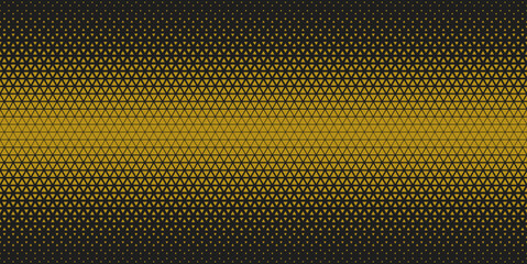 Gold black halftone triangles pattern. Abstract geometric gradient background. Vector illustration.
