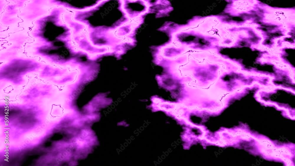 Poster bright spots with moving neon lines on black background. design. plasma spots move and glow in dark 