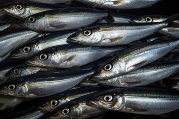 Obraz premium School of sardines. Generative AI.