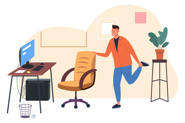 Training exercise at workplace. Work break healthy routine