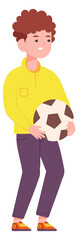 Kid with football ball. Soccer player. Active boy