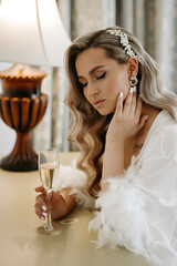 portrait of the beautiful bride in the hotel