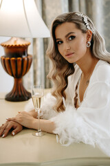 portrait of the beautiful bride in the hotel