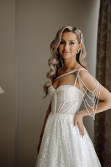 Fototapeta premium portrait of the beautiful bride in the hotel