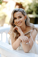 portrait beautiful bride with blond hair