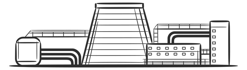 Power plant icon. Electric energy manufacture building