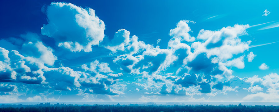 White clouds, background, landscapes with soft edges, light sky-blue. Generative AI.

