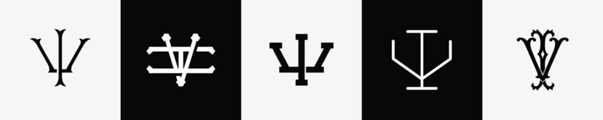 Initial letters VI Monogram Logo Design Bundle
