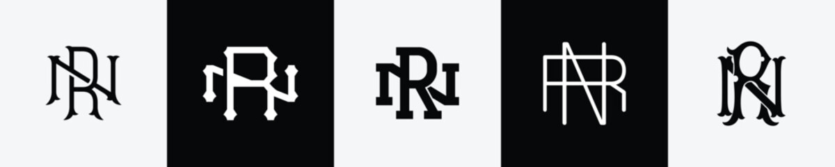 Fototapeta na wymiar Initial letters RN Monogram Logo Design Bundle