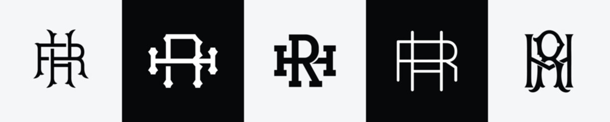 Fototapeta na wymiar Initial letters RH Monogram Logo Design Bundle