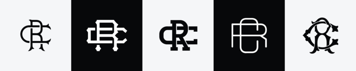 Initial letters RC Monogram Logo Design Bundle