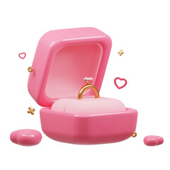 3D rendering cute pink valentine's day background with love and heart