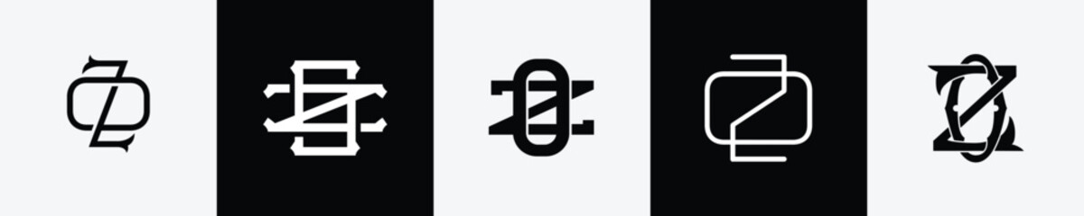 Initial letters OZ Monogram Logo Design Bundle